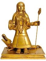 12" Goddess Ganga In Brass | Handmade | Made In India