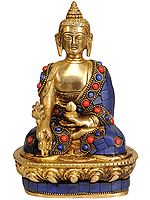 7" Medicine Buddha Sculpture in Brass | Handmade | Made in India