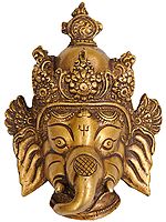5" Lord Ganesha Wall Hanging Mask in Brass | Handmade | Made in India