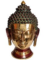 15" Large Size Lord Buddha Head In Brass | Handmade | Made In India