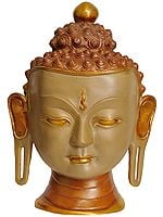 12" Lord Buddha Wall Hanging Mask In Brass | Handmade | Made In India