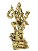 4" Goddess Durga Small Statue in Brass | Handmade | Made In India