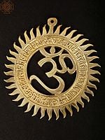 6" OM Wall Hanging with Gayatri Mantra In Brass | Handmade | Made In India