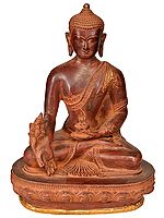 10" Tibetan Buddhist Deity Medicine Buddha In Brass | Handmade | Made In India