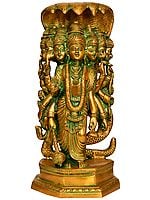 11" Lord Vishnu in His Cosmic Avatar In Brass | Handmade | Made In India