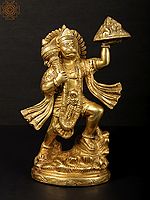 9" Lord Hanuman Carrying Mountain of Sanjeevani Herbs | Handmade Brass Statue | Made in India