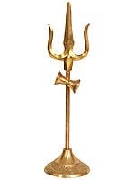 14" Shiva's Trishul (Trident) In Brass | Handmade | Made In India
