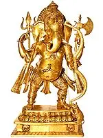 46" Large Divyastranam Prayogvid Ganesha Brass Idol | Handmade | Made in India