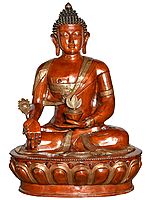 45" Large Size Tibetan Buddhist Medicine Buddha In Brass | Handmade | Made In India
