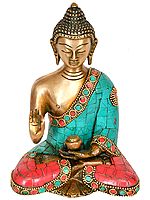 6" Tibetan Buddhist Deity Buddha in Vitark Mudra in Brass | Handmade | Made In India