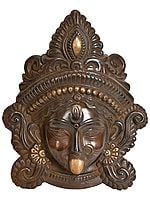 7" The Serenity Of Kali Wall-Hanging Mask In Brass | Handmade | Made In India