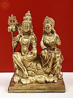 5" Small Lord Shiva Goddess Parvati In Brass