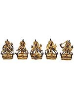 5" Set of Five Bodhisattvas Deities In Brass | Handmade | Made In India