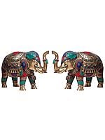 Pair of Superbly Decorated Elephants