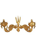 5" Brass Wall Hanging Vaishnava Symbols - Chakra, Tilak and Conch | Handmade | Made in India