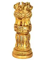 6" The Ashoka Pillar In Brass | Handmade | Made In India