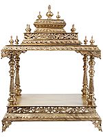35" Latticeworked Bronze Mandir (Home Altar or Temple) | Handmade | Made In South India