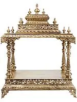 36" Handmade Latticeworked Bronze Mandir | Home Altar or Temple | Authentic South Indian Craft