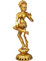 17" Dancing Apsara In Brass | Handmade | Made In India