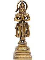 7" Standing Lord Hanuman in Brass | Handmade | Made In India