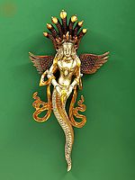14" Naga Kanya (Snake Woman) Wall-hanging In Brass