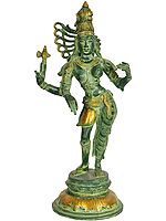 16" Ardhanarishvara Statue in Brass | Handmade Shiva-Shakti Idol | Made in India