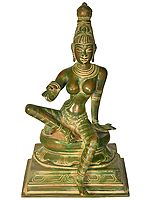 8" Seated Uma | Uma is used for Sati (Shiva's first wife, who is reborn as Parvati) | Brass Statue | Handmade | Made In India