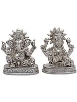 3" Lakshmi Ganesha (Small Statues) In Brass | Handmade | Made In India