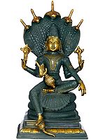 16" Lord Vishnu Brass Idol on Sheshanaga - Exquisite Indian Craftsmanship & Spiritual Art