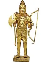 48" Large Size Parashurama - The Sixth Avatar of Vishnu In Brass | Handmade | Made In India