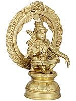 11" Ayyappan Brass Statue - A Saint Revered as Incarnation of Dharma | Handmade
