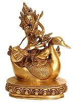 11" Saraswati In Brass | Handmade | Made In India