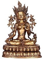 34" Large Size Tibetan Buddhist Goddess White Tara In Brass | Handmade | Made In India