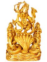 11" Subduing Kaliya In Brass | Handmade | Made In India