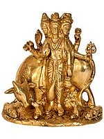 6" Brass Lord Dattatreya Sculpture | Handmade Statue | Made In India