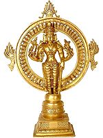 Eight-Armed Lord Vishnu Statue with Chakra at Back