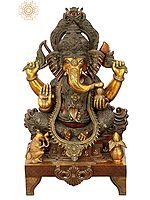 34" Large Size Lord Ganesha in Ekadanta Manifestation | Brass Statue | Handmade | Made In India