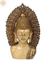 18" Serene Buddha Bust In Brass | Handmade | Made In India