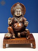5" Kubera, The God of Wealth Seated on a Chowki In Brass | Handmade | Made In India