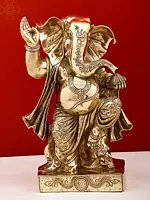 14" Superfine Dancing Ganesha | A Symbol Of Success | Brass Statue | Handmade | Made In India