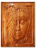Wooden Buddha Wall Hanging Panel