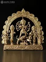 10" Goddess Mahishasur Mardini | Tribal Brass Statue | Dhokra Art