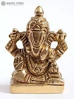 1" Small Chaturbhuj Ganesha Brass Statue