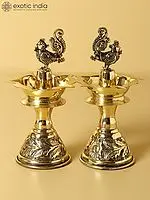 5" Fine Quality Peacock Oil Lamp (Pair)