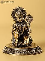 3" Small Fine Quality Sitting Lord Hanuman Idol in Blessing Gesture | Brass Statue