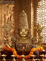 30" Large Tirupati Balaji (Venkateshvara) Bust | Brass Statue | Standing and Wall Hanging Both