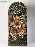 36" Large Wood Statue Of Beautiful Apsara With Water Pot