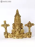 10" Brass Lord Tirupati Balaji Bust With Vaishnava Symbols