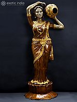 84" Super Large River Goddess Cauvery with Water Feature | Brass Statue