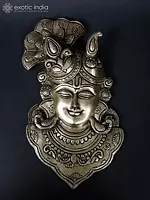 11" Brass Lord Krishna Wall Hanging Statue